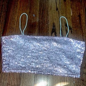 Sparkly baby pink crop top